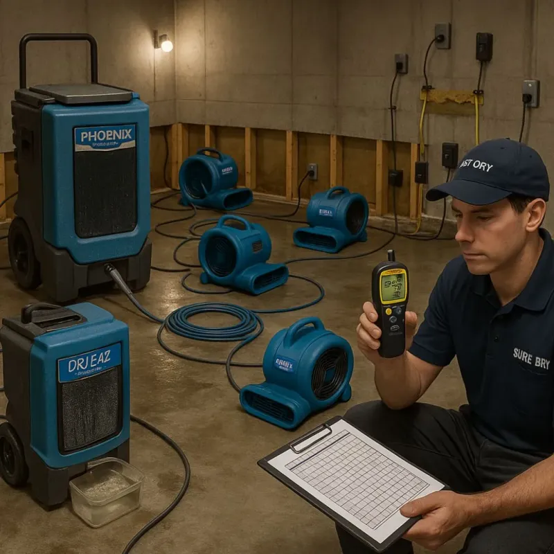 Structural Drying and Dehumidification process in Kutztown, PA